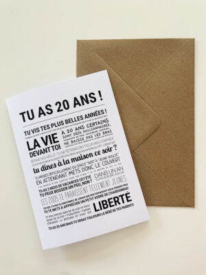 TU AS 20ANS ! (carte)