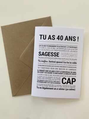 TU AS 40 ANS ! (carte)
